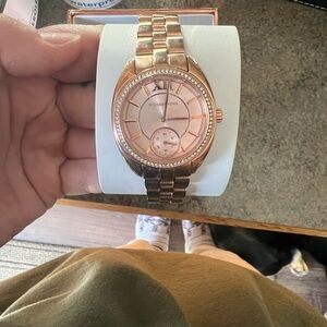 Michael Kors Metallic Rose Gold watch with bracelet